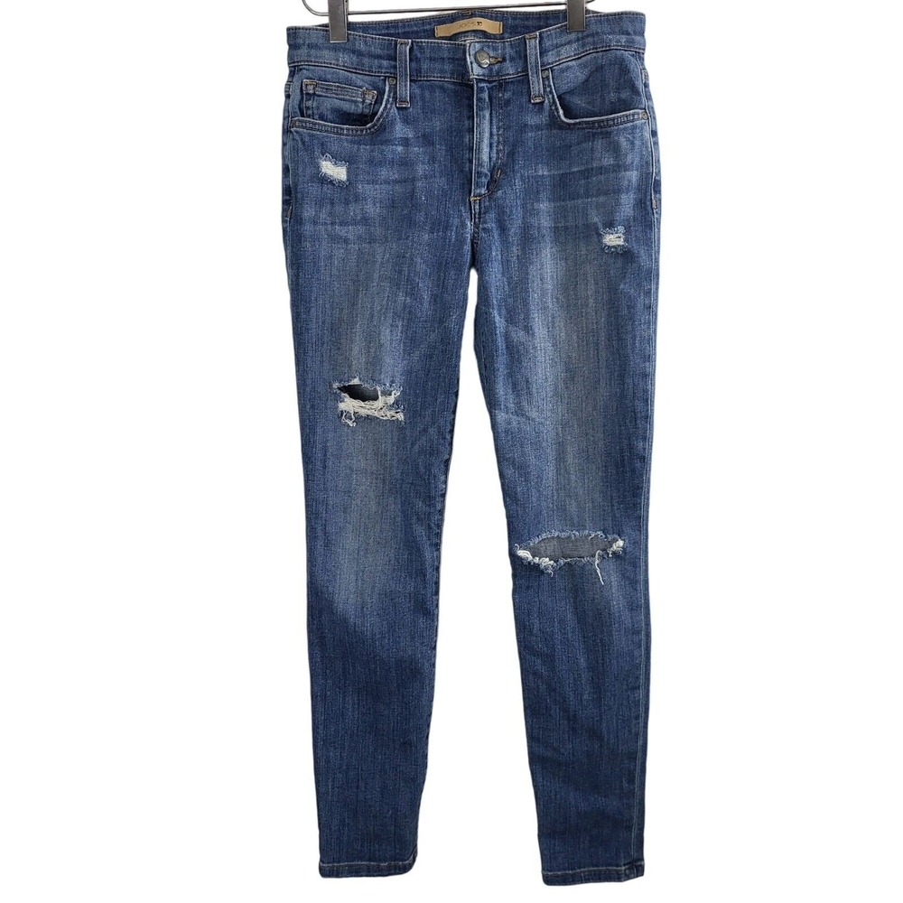 Joes Jeans 26 Womens High Rise Crop Skinny Leg Distressed Medium Wash